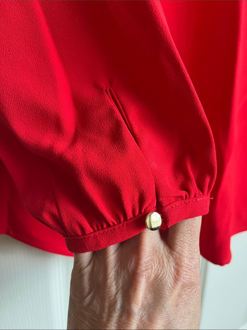 NWT J. Crew Red Ruffle-Neck Blouse - Picture 2 of 11